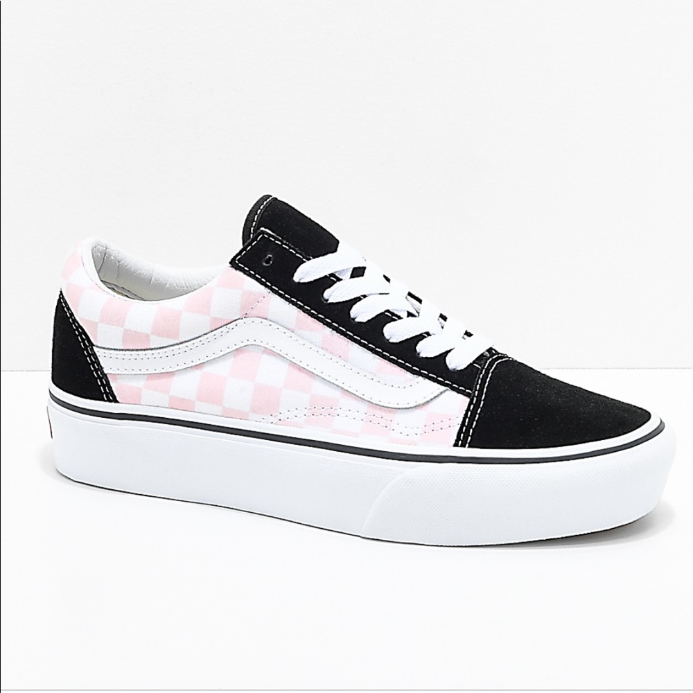 Pink and Black Checkered Vans